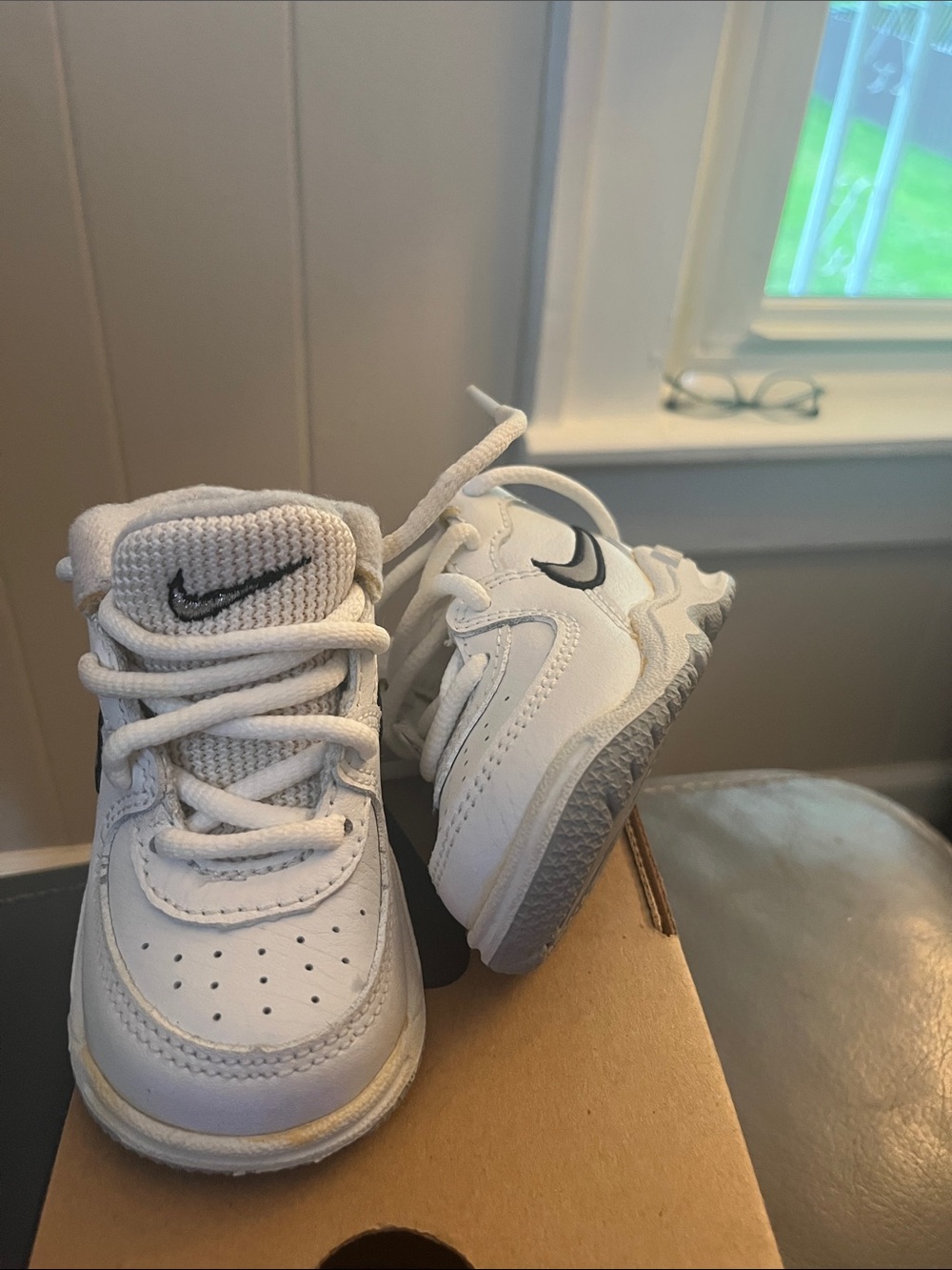 Nike White & Gray Toddler Swoosh Athletic Sneakers